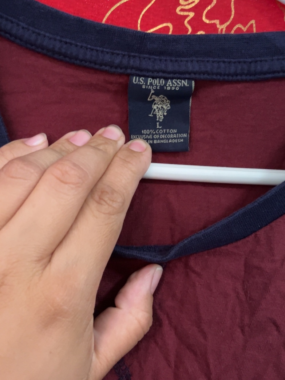 U.S. Polo Assn. Burgundy Short Sleeve Tee with Navy Trim